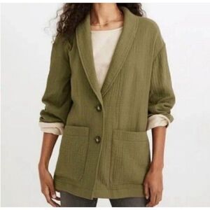 Madewell Olive Green Lightspun Dorset Slouchy Blazer Oversized Coat Size Medium